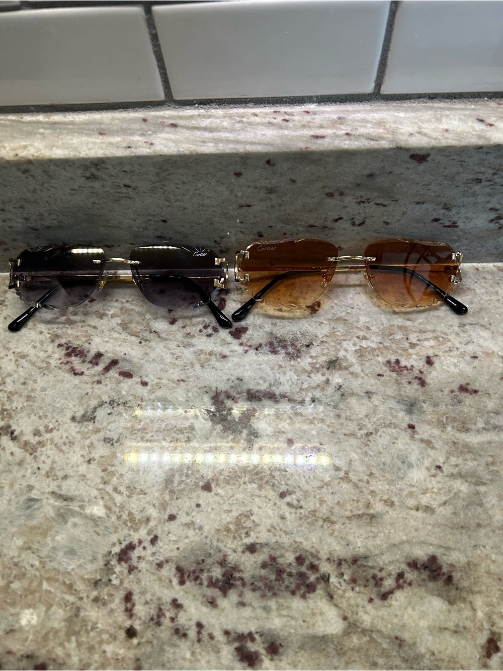 & Other Stories Rimless Men's Sunglasses in Black and Brown Gradient